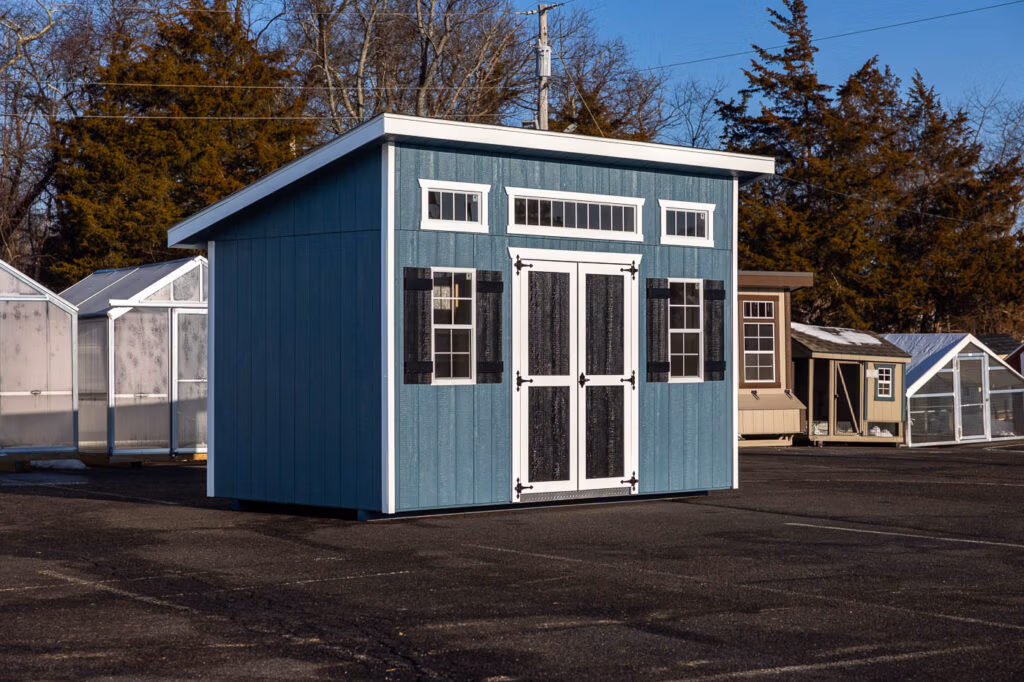 lean-to shed with windows